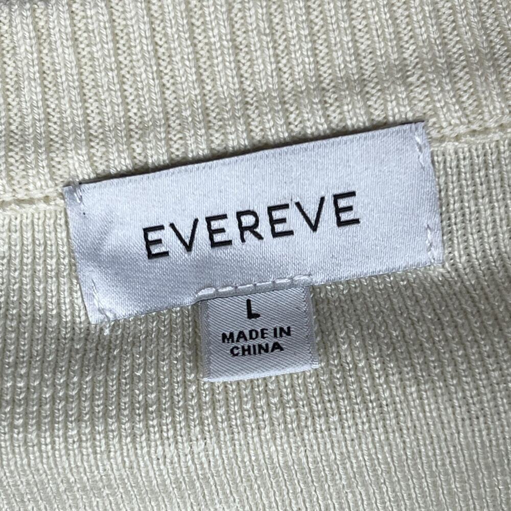 Evereve Cardigan Sweater Womens Large White Striped Button Front Crewneck Knit - Picture 3 of 8